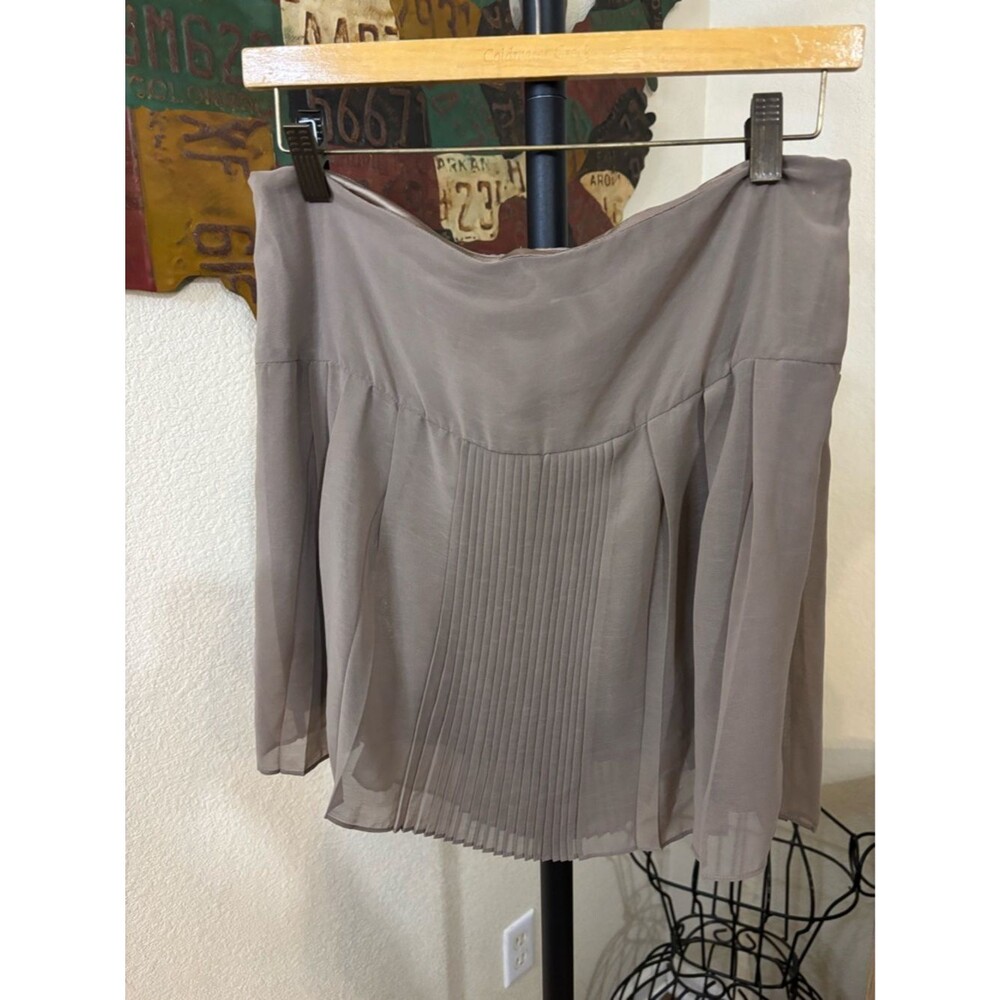 Pleated Chiffon Mini Skirt in Taupe